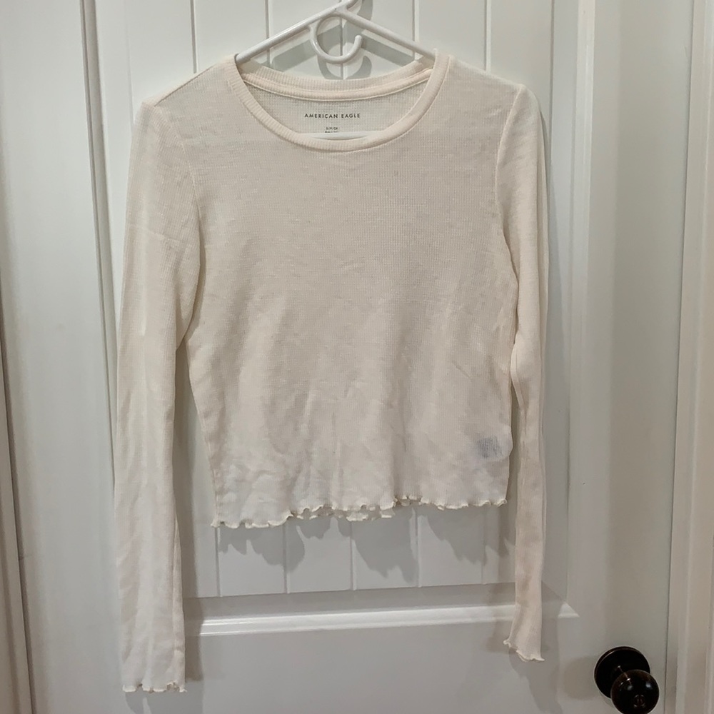 American Eagle lettuce cut shirt